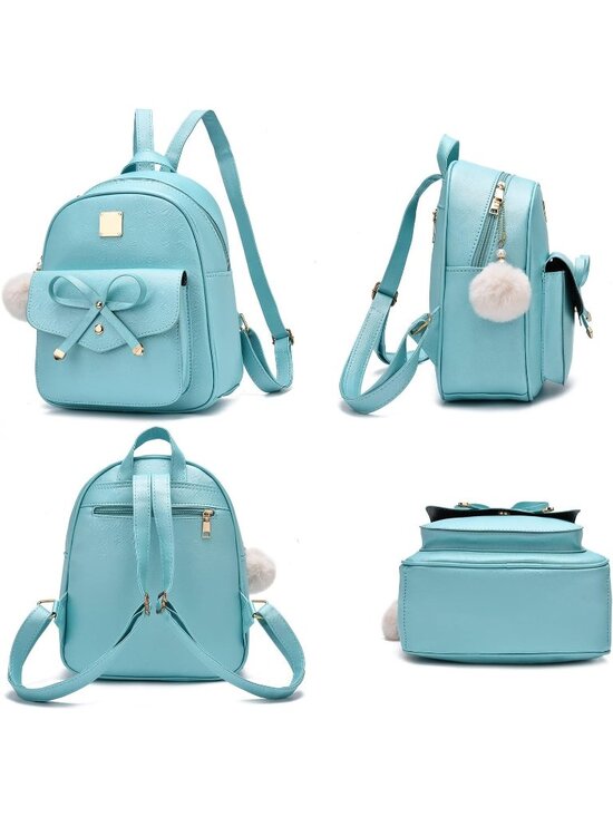 Women\'s Green PU Leather lightweight Fahsion 3-Pieces Backpack Shoulder Bag main image 5